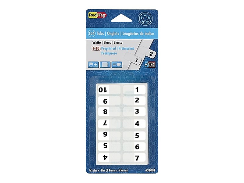 Redi-Tag® Numerical Tabs, White, 1