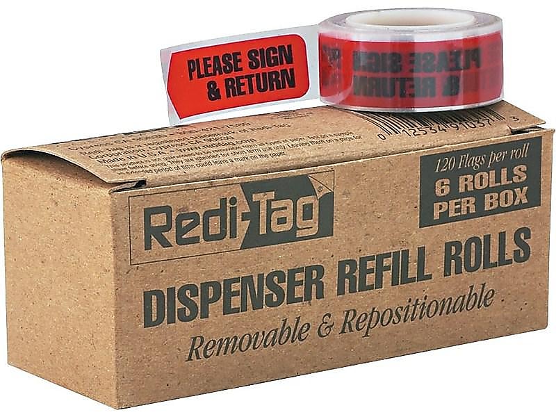 Redi-Tag Printed Arrows Flags, 'PLEASE SIGN & RETURN', Red, 9/16