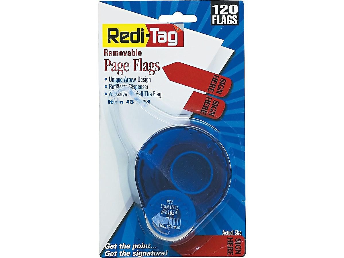 Redi-Tag Sign Here Flags, Red, 0.56