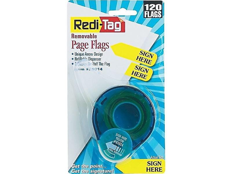 Redi-Tag Sign Here Flags, Yellow, 1.88