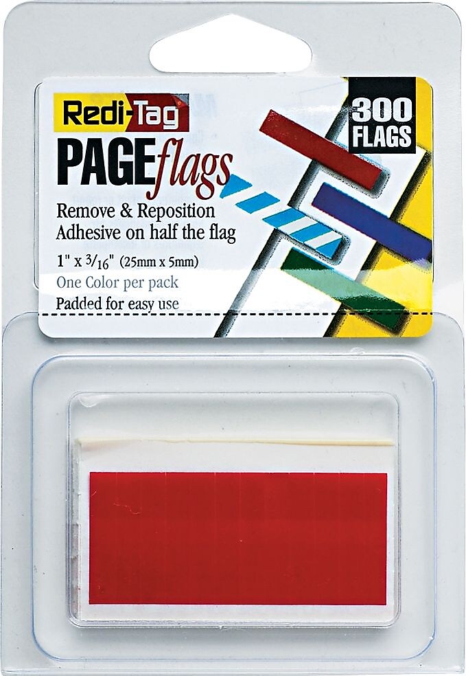 Redi-Tag Small Page Flags, Red, 300/Pack