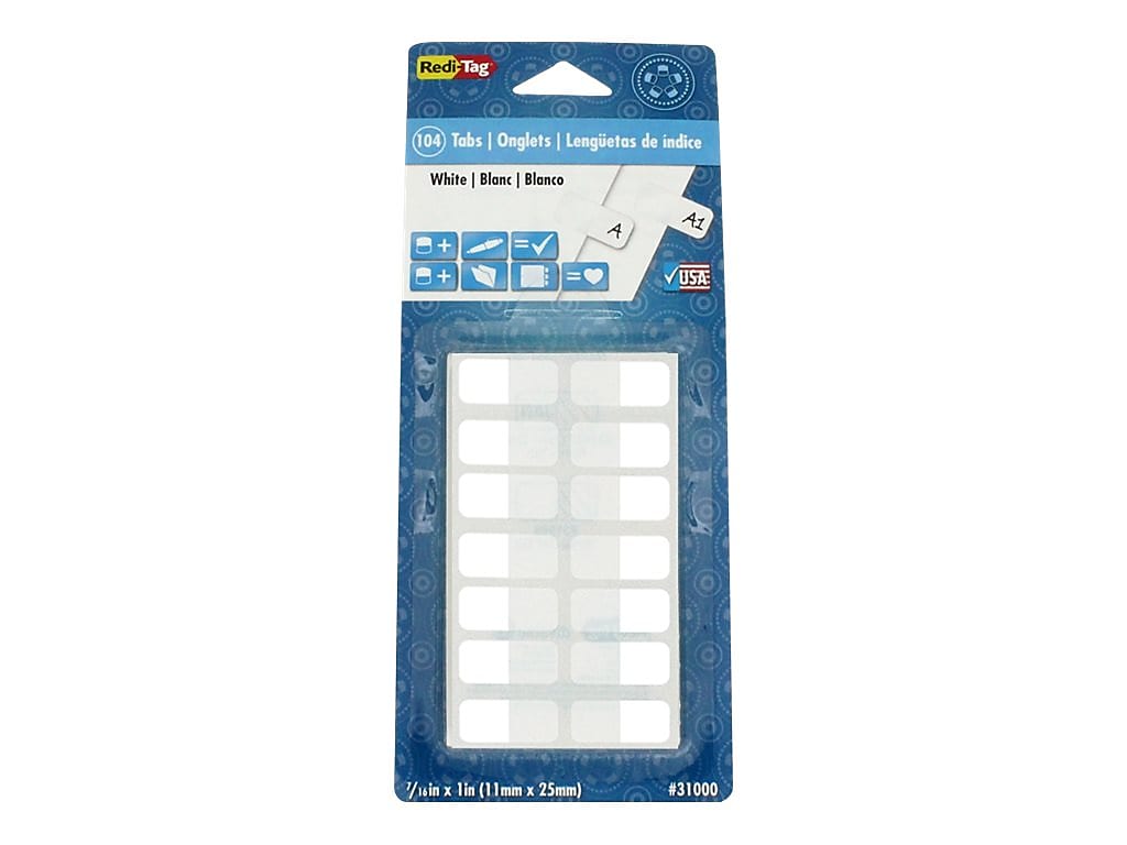 Redi-Tag Tabs, White, 0.44