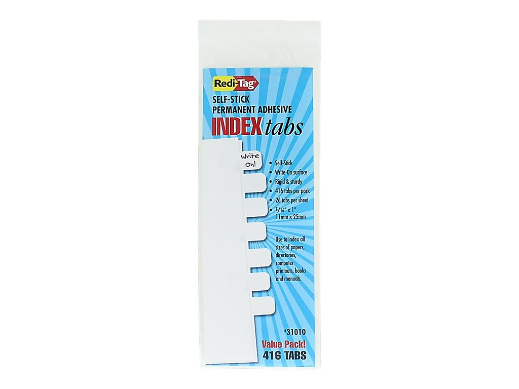 Redi-Tag Tabs, White, 0.44