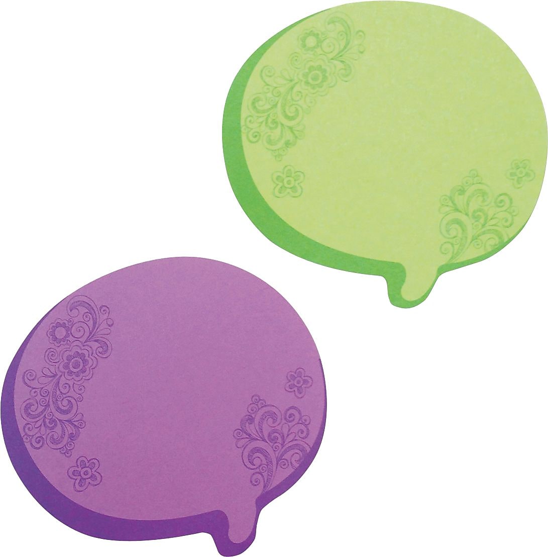 Redi-Tag® Thought Bubble Notes, 2 3/4 x 3, Neon Green/Purple, 76-Sheet Pads, 2-Pads