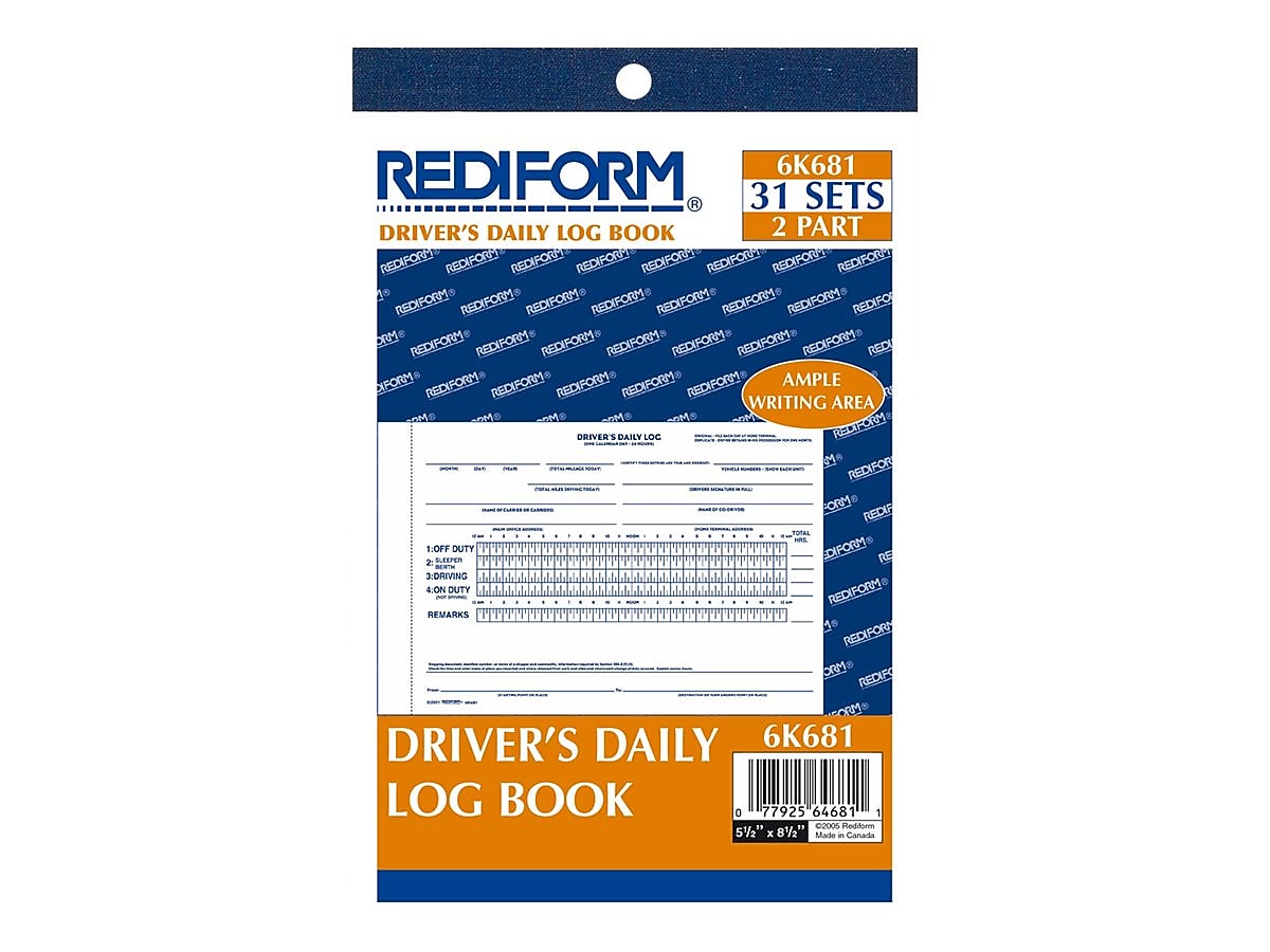 Rediform 2-Part Carbon Driver's Daily Logs, 5.5