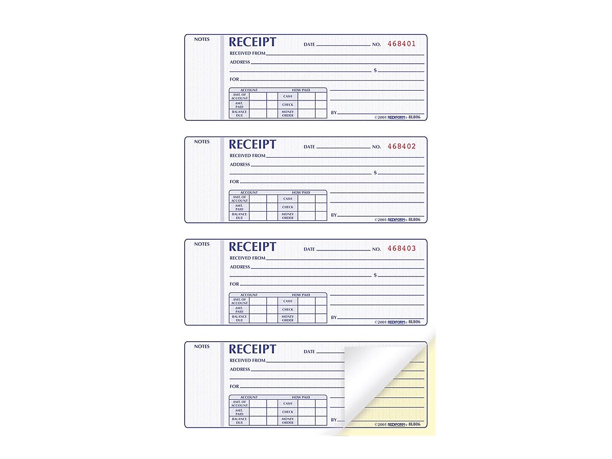 Rediform 2-Part Carbonless Money Receipt Book, 2.75