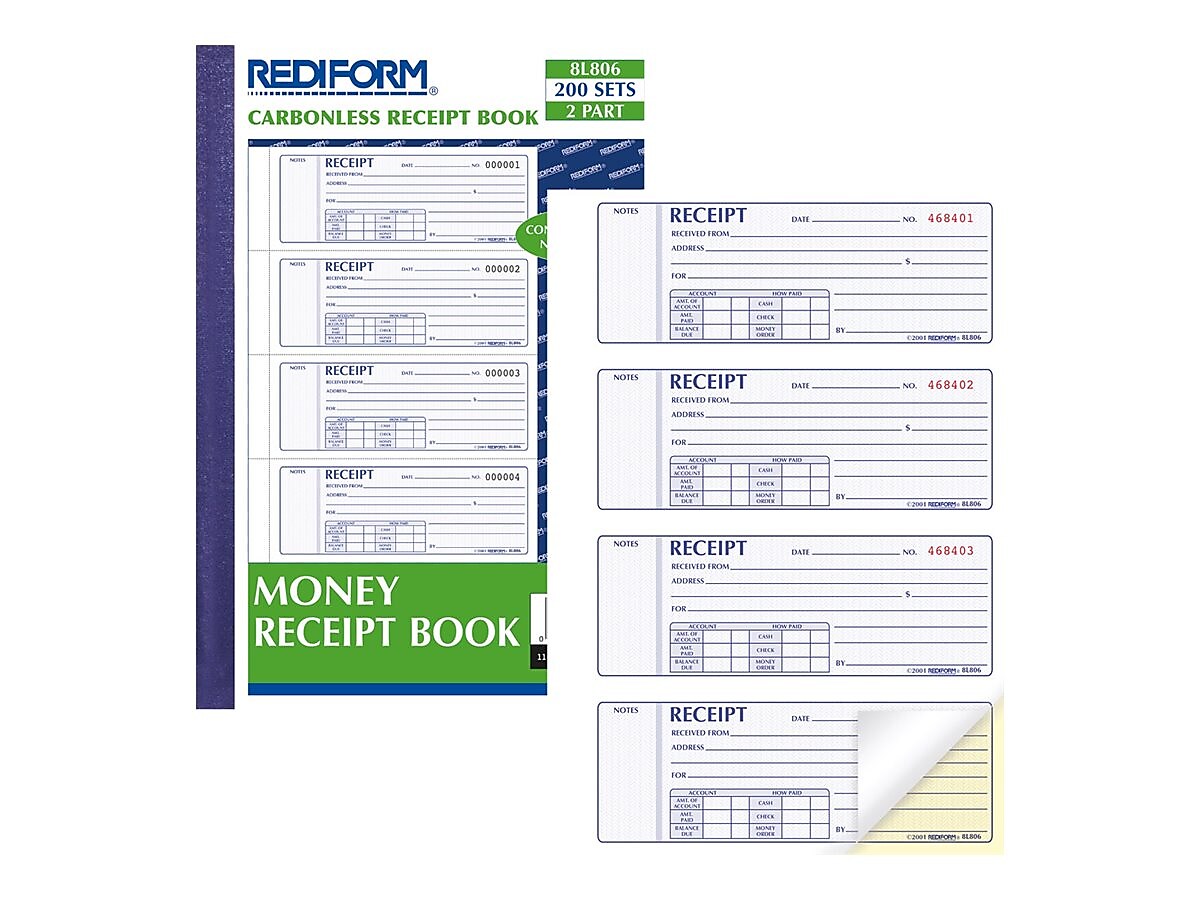 Rediform 2-Part Carbonless Money Receipt Book, 2.75