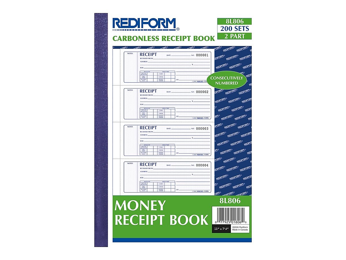 Rediform 2-Part Carbonless Money Receipt Book, 2.75