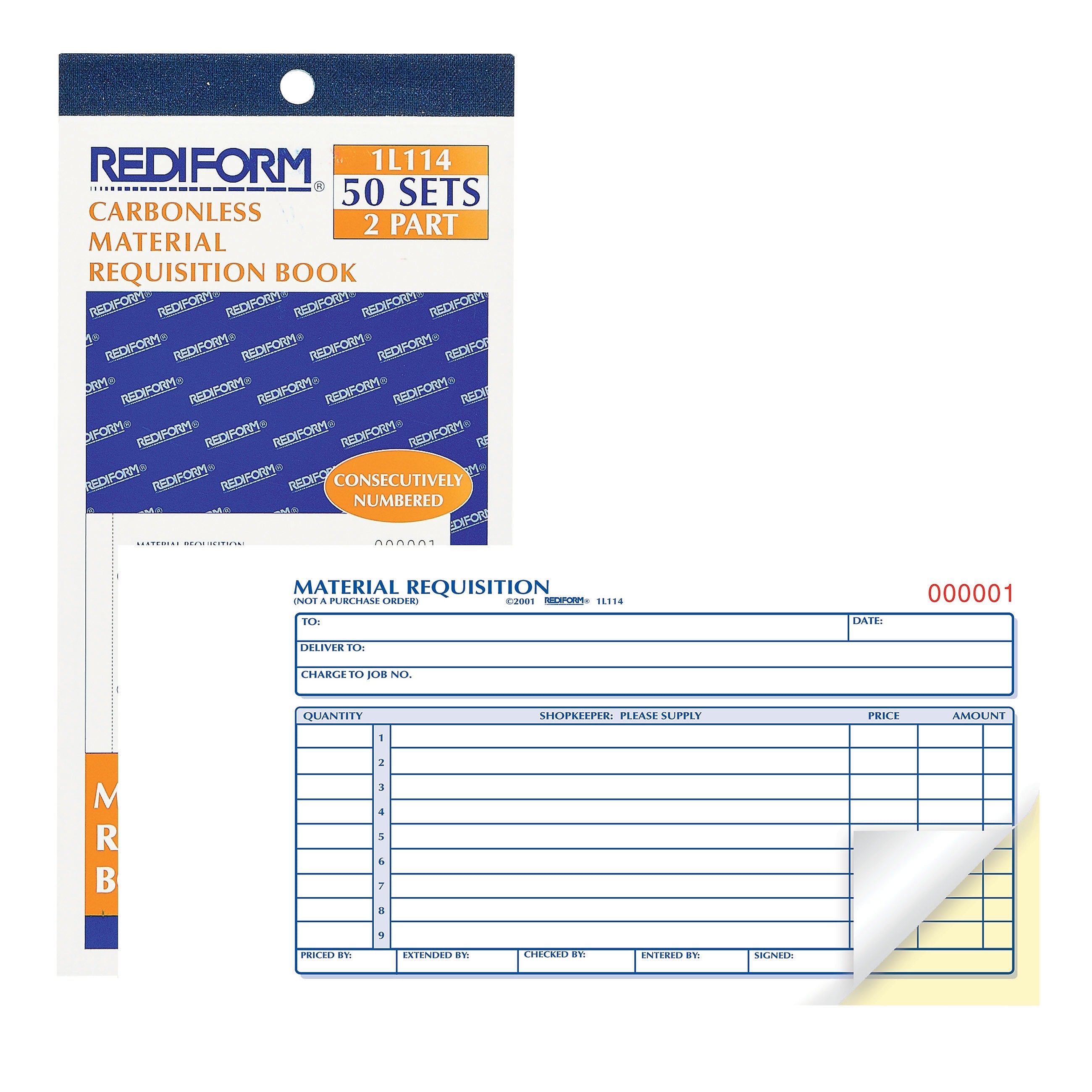 Rediform 2-Part Carbonless Purchase Requisitions, 4.25