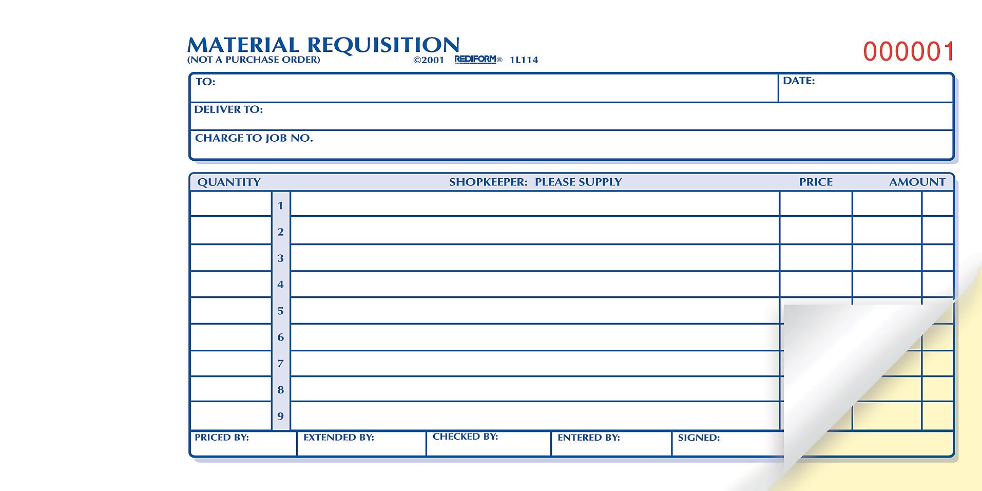 Rediform 2-Part Carbonless Purchase Requisitions, 4.25