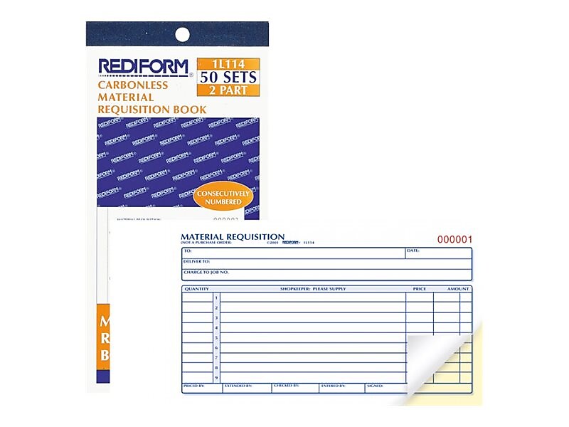 Rediform 2-Part Carbonless Purchase Requisitions, 4.25