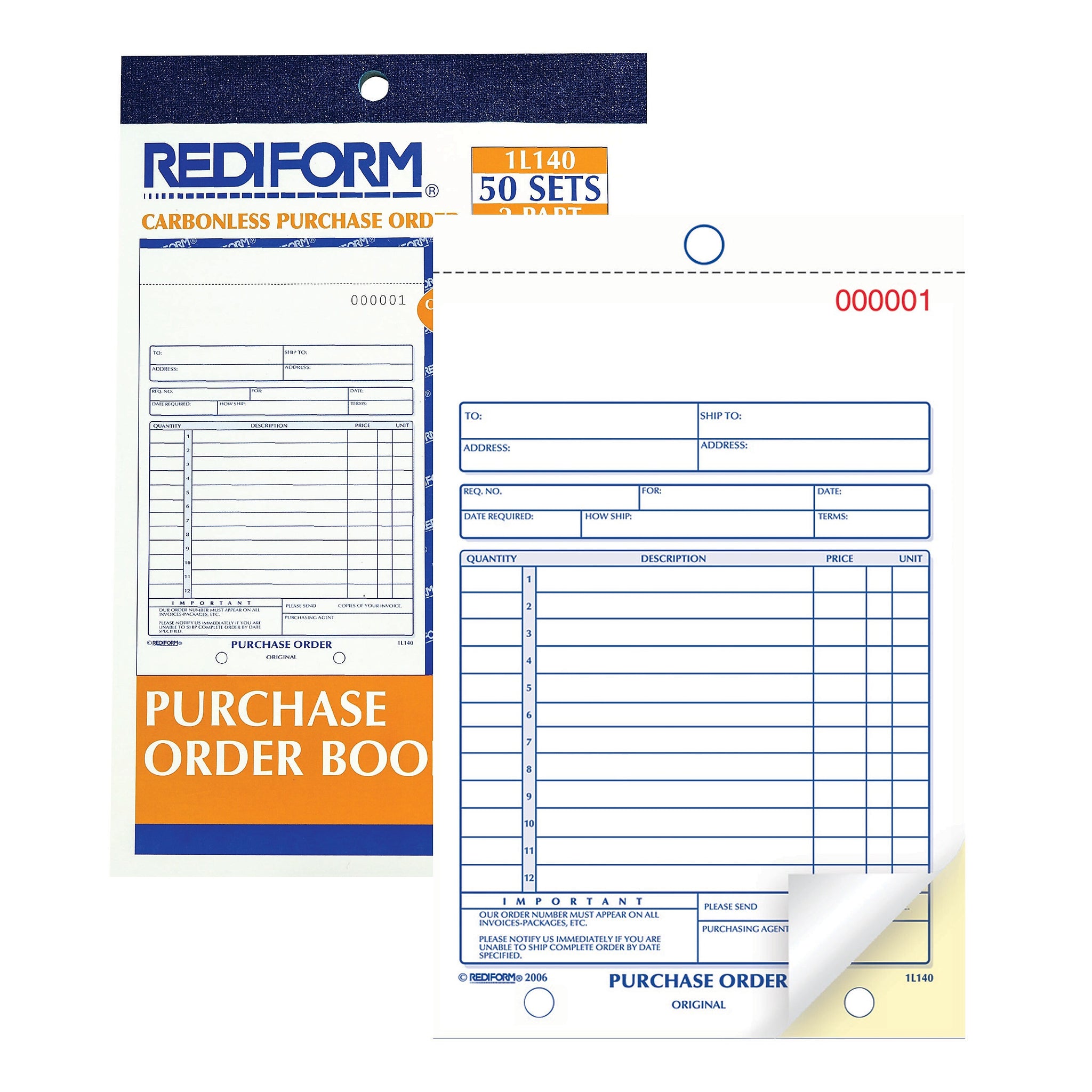 Rediform 2-Part Carbonless Purchase Requisitions, 5.5