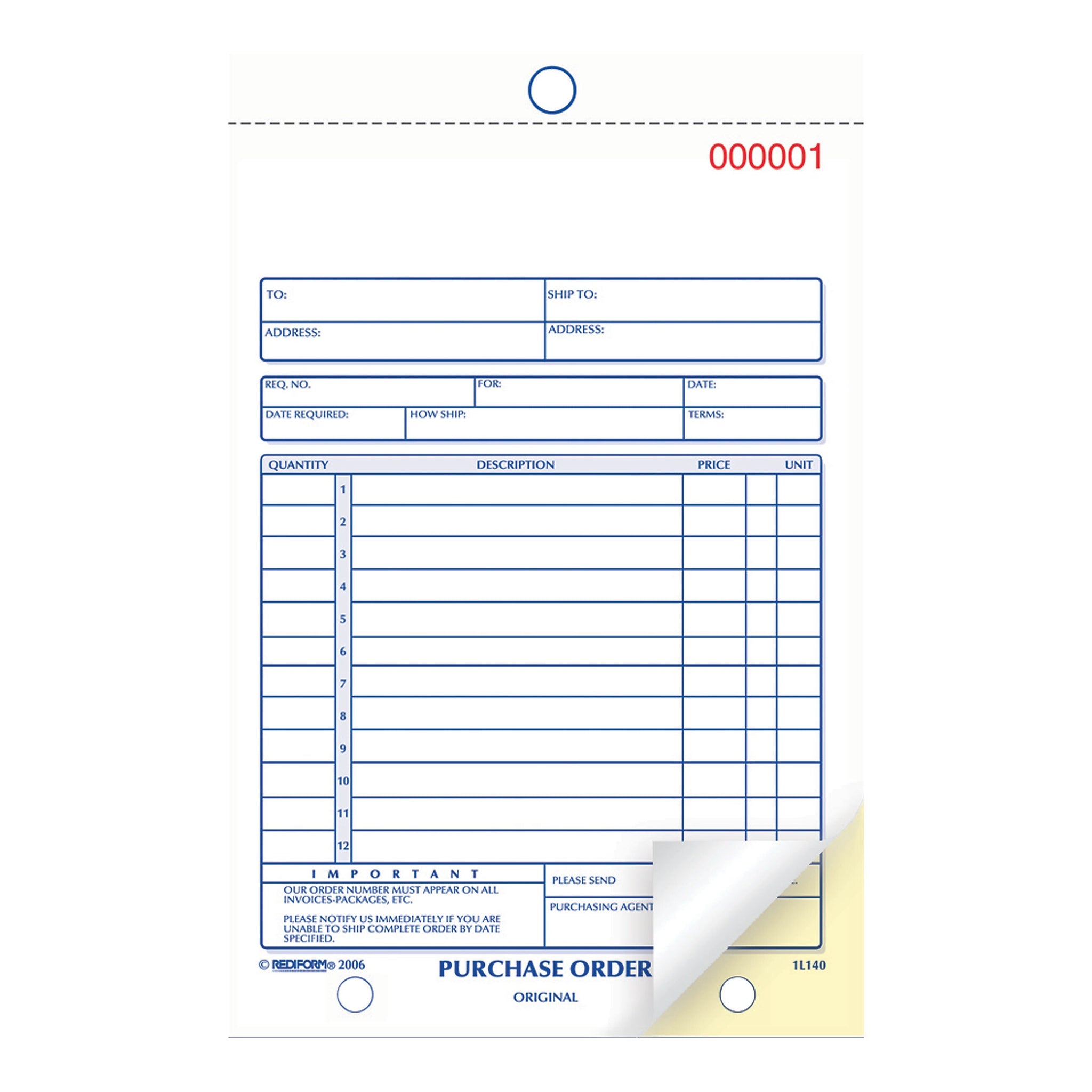 Rediform 2-Part Carbonless Purchase Requisitions, 5.5