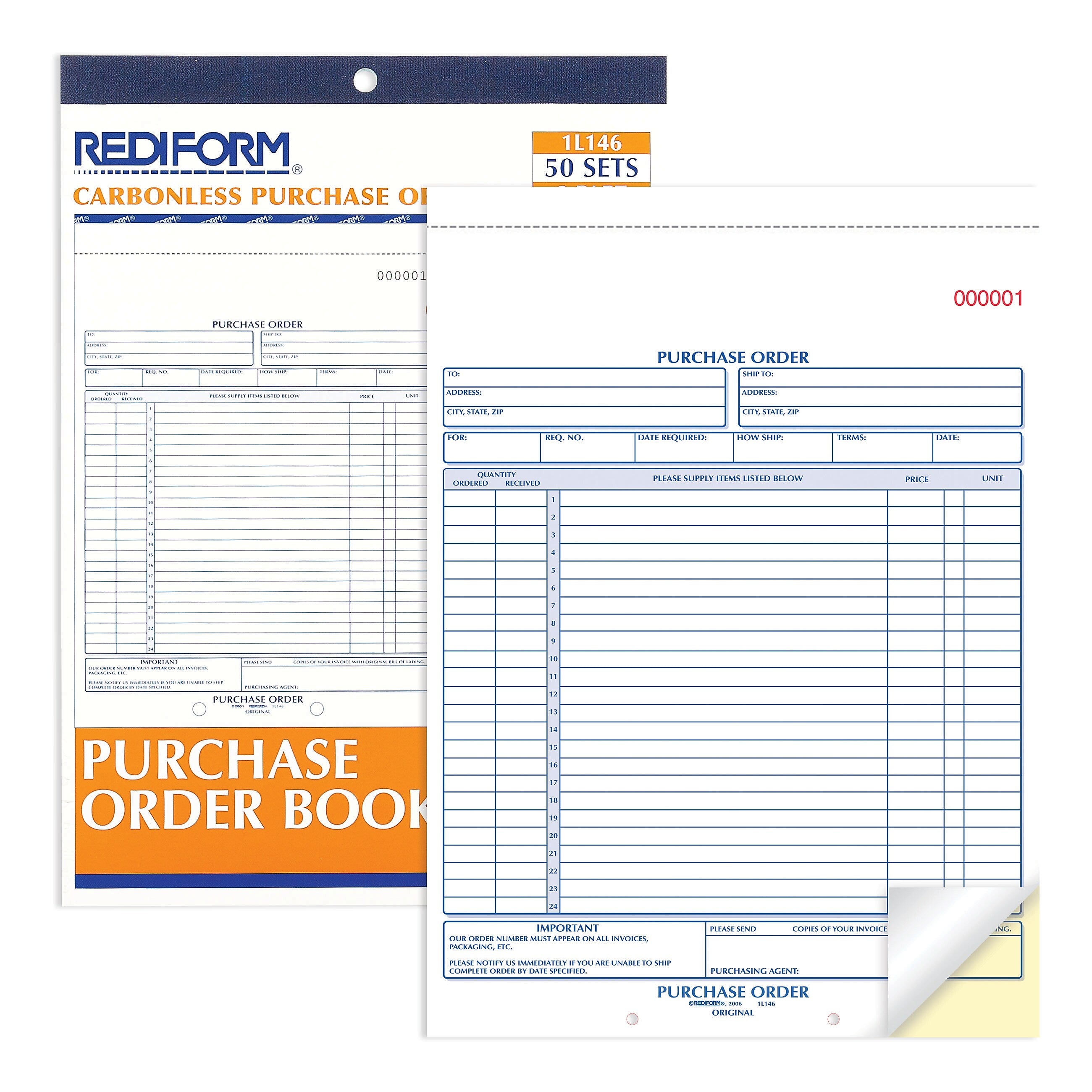 Rediform 2-Part Carbonless Purchase Requisitions, 8.5