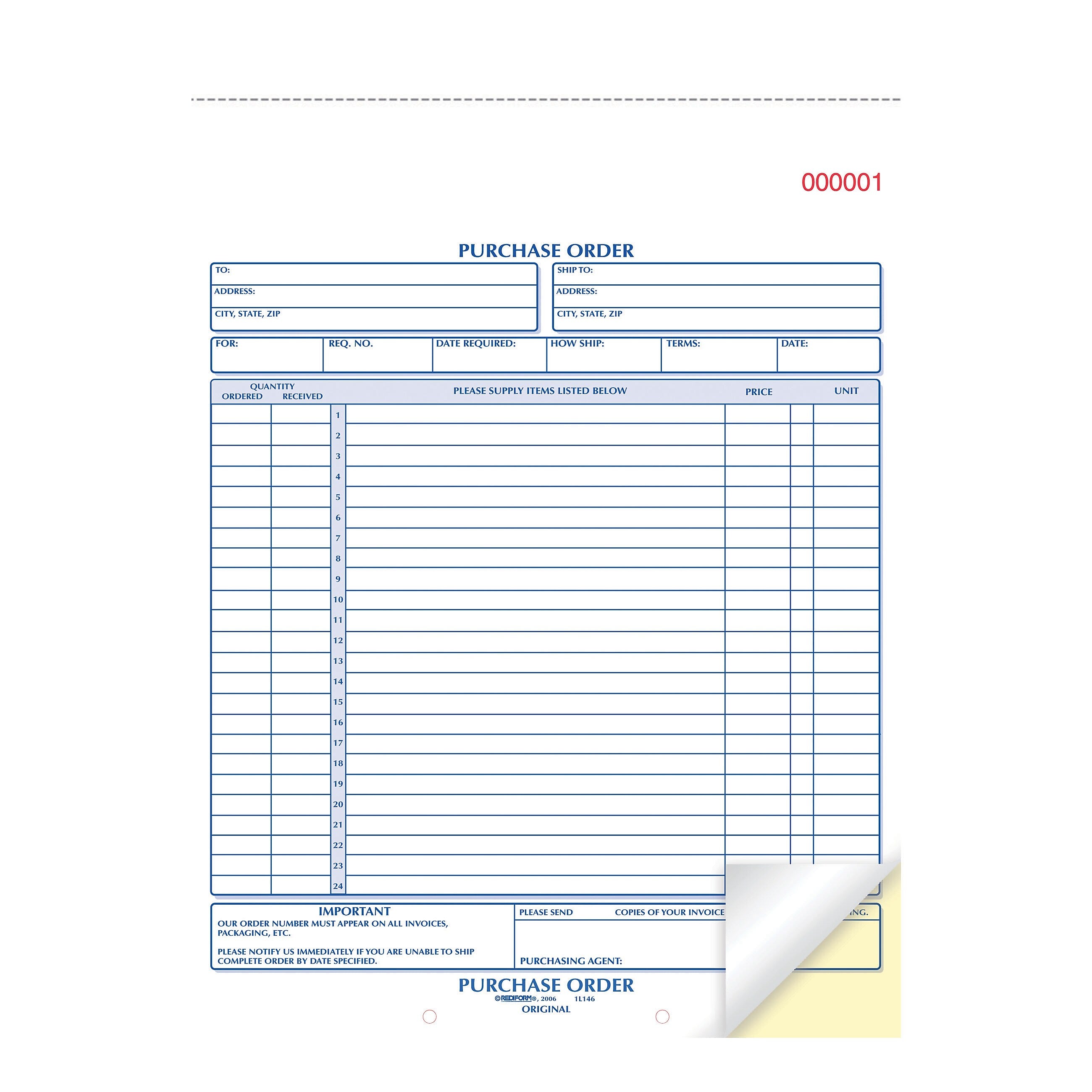 Rediform 2-Part Carbonless Purchase Requisitions, 8.5
