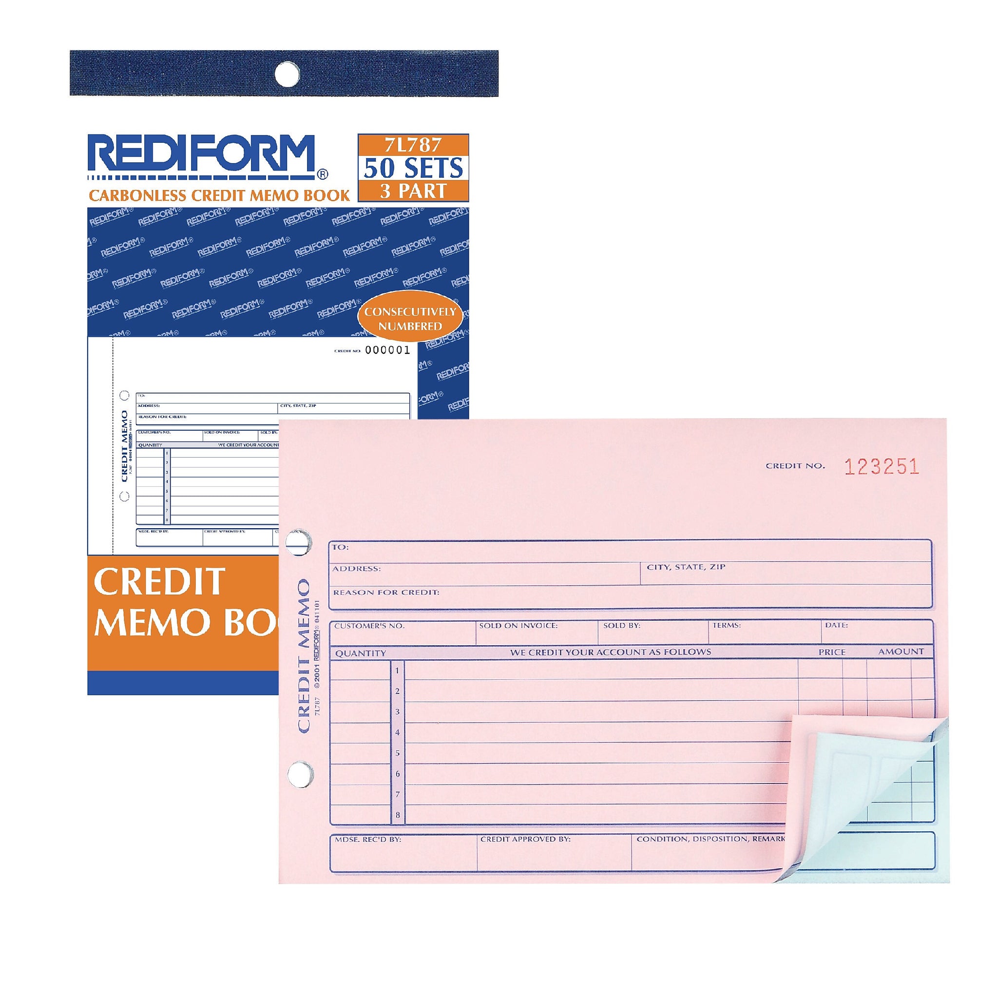 Rediform 3-Part Carbonless Credit Memos, 5.5