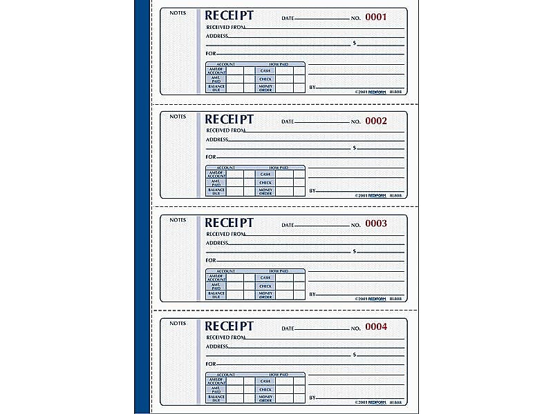 Rediform 3-Part Carbonless Receipts Pad, 7