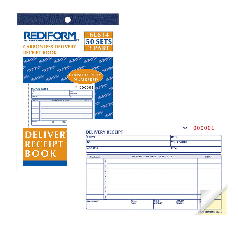 Rediform® Carbonless Delivery Receipt Books, 4-1/4" x 6-3/8"