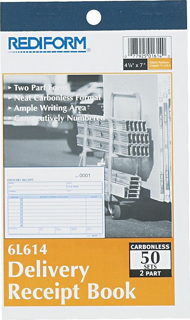 Rediform® Carbonless Delivery Receipt Books, 4-1/4