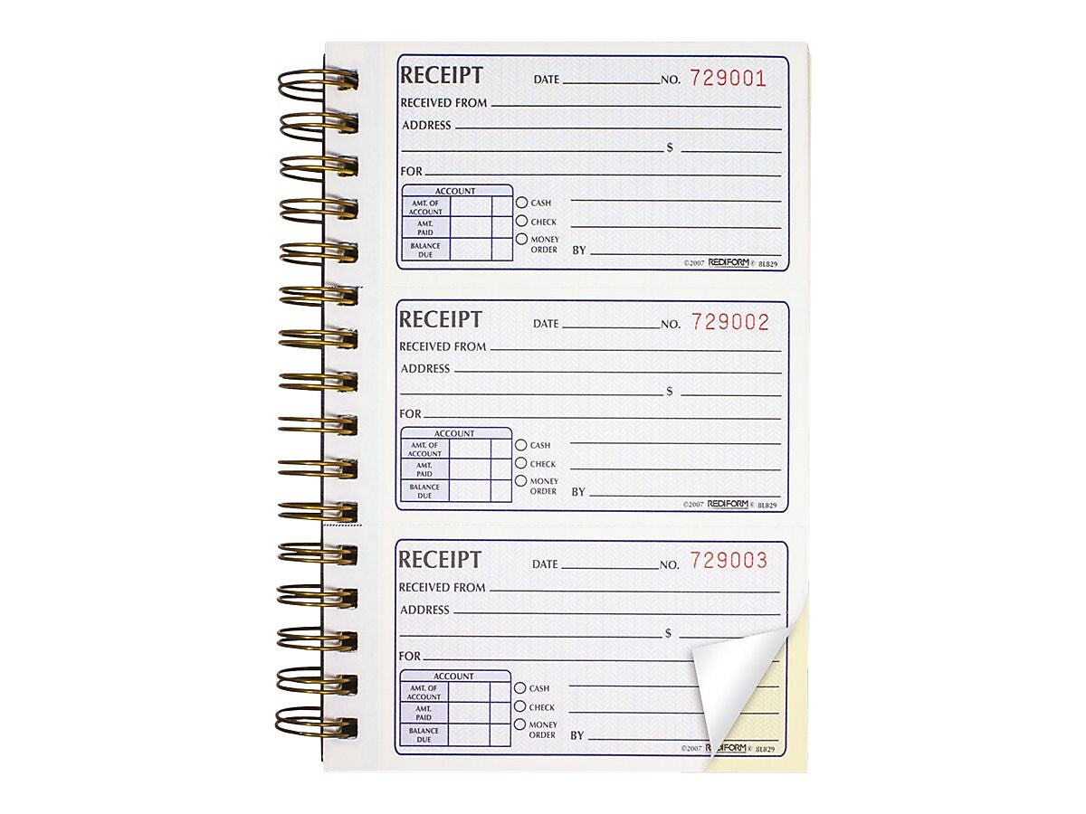 Rediform Gold Standard 2-Part Carbonless Receipts Book, 5