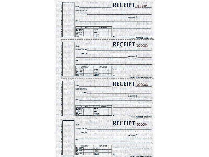 Rediform Money 3-Part Carbonless Receipt Book, 2.75