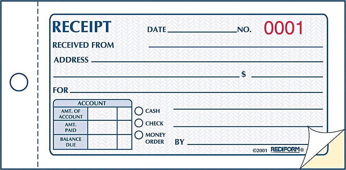 Rediform Money Receipt Book, 2 3/4