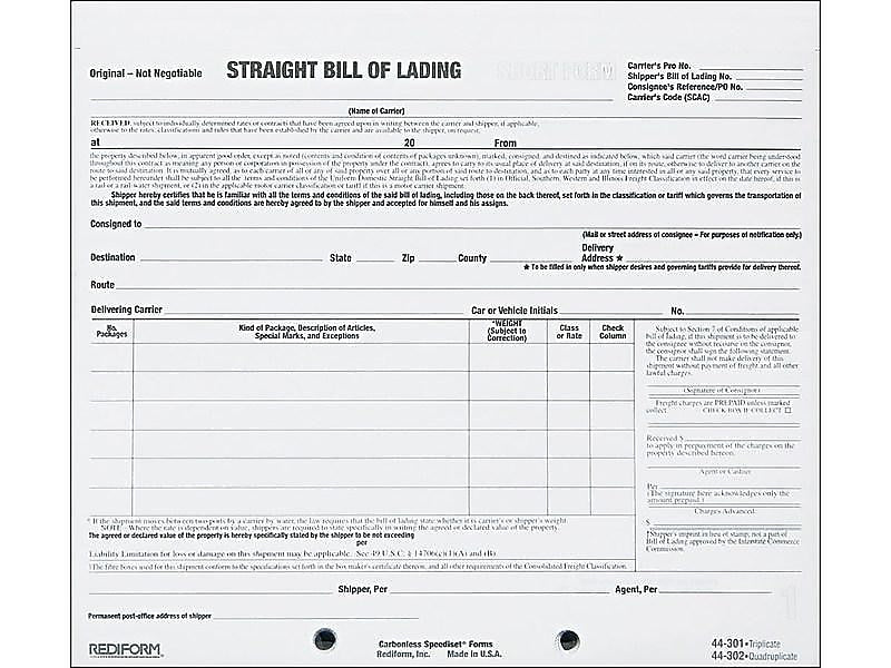 Rediform Snap-A-Way 3-Part Carbonless Bill of Lading, 7