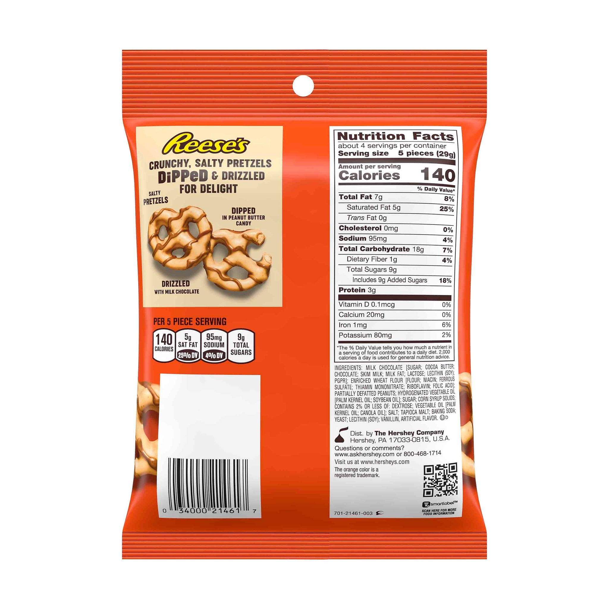 Reese's Dipped Gluten Free Chocolate Pretzels Twists, 4 Bags/Box