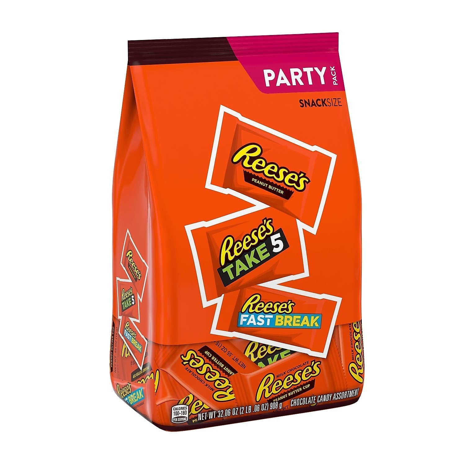 REESE'S Milk Chocolate Peanut Butter Assortment Snack Size Candy, Individually Wrapped, 32.06 oz, Bulk Party Bag