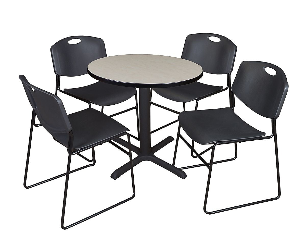 Regency 30-inch Round Table with 4 Chairs, Black