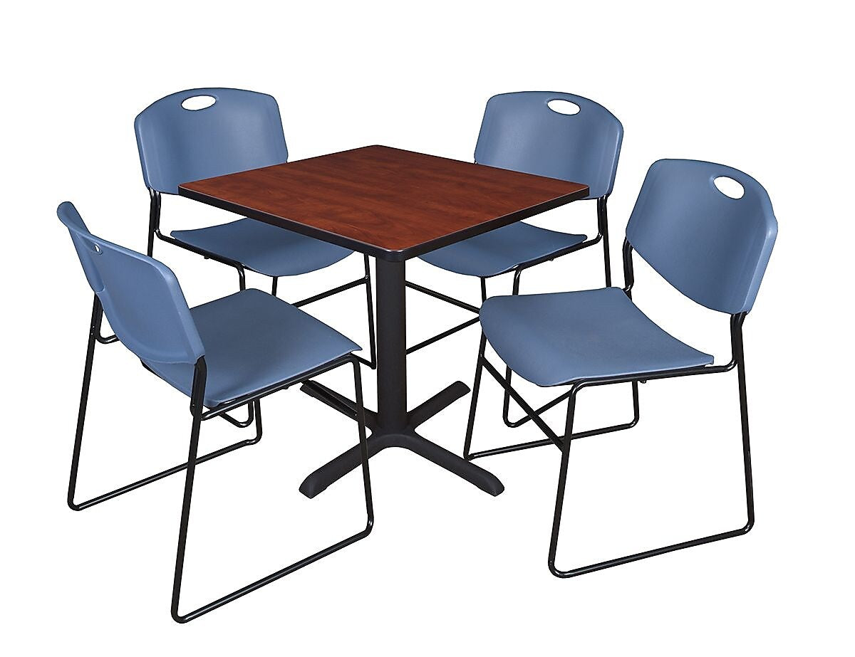 Regency 30-inch Square Laminate Table with Chairs, Blue