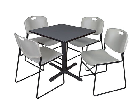 Regency 30-inch Square Laminate Table with Four Chairs, Gray