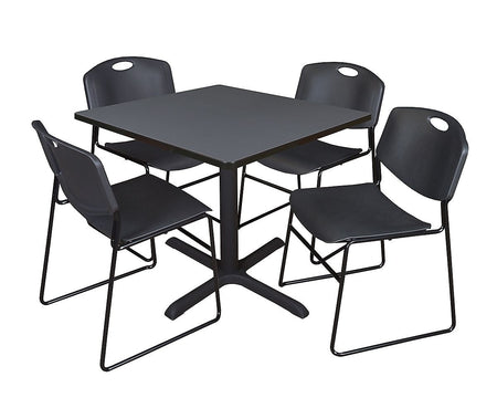 Regency 36-inch Laminate Square Table with 4 Chairs, Black