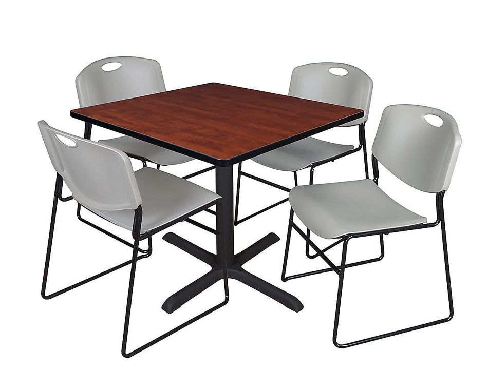 Regency 36-inch Square Laminate Table with 4 Chairs, Gray