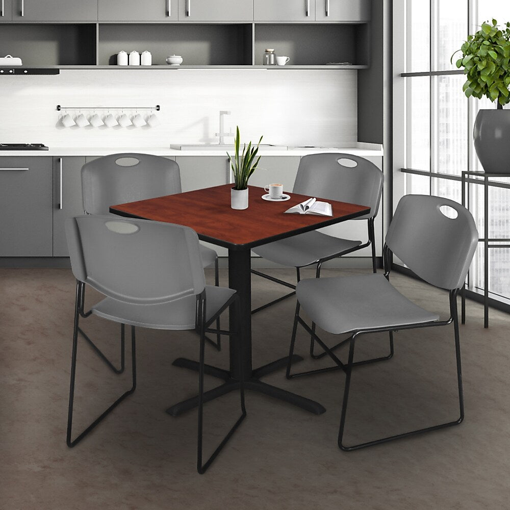 Regency 36-inch Square Laminate Table with 4 Chairs, Gray