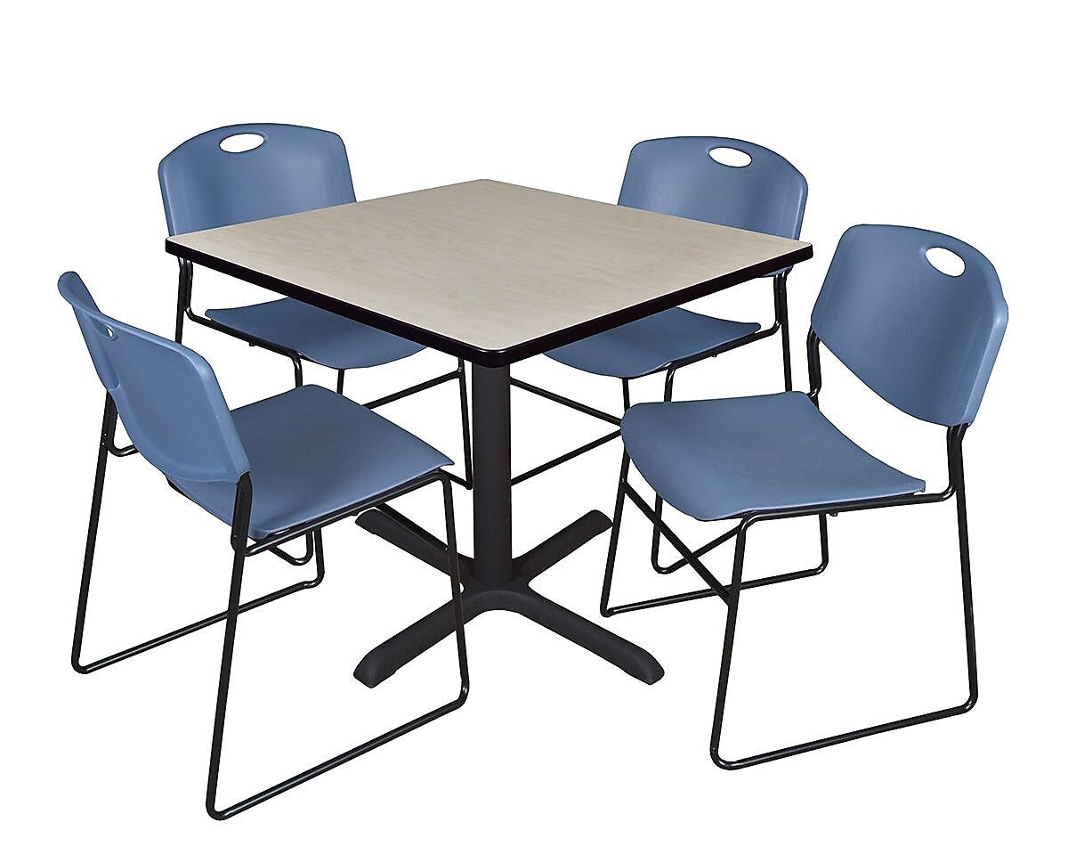 Regency 42-inch Laminate Square Table with 4 Chairs, Blue