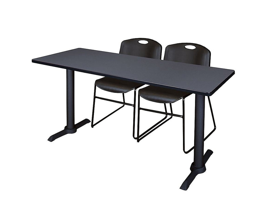 Regency 60"Metal & Wood Cain Training Table with Zeng Stack Chairs, Black