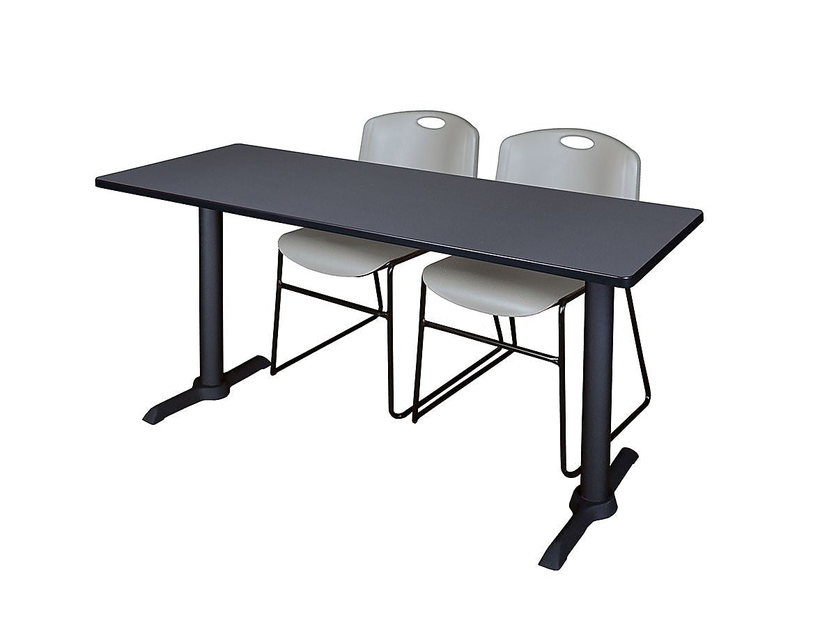 Regency Seating Cain 60" x 24" Training Table, Grey & 2 Zeng Stack Chairs, Grey