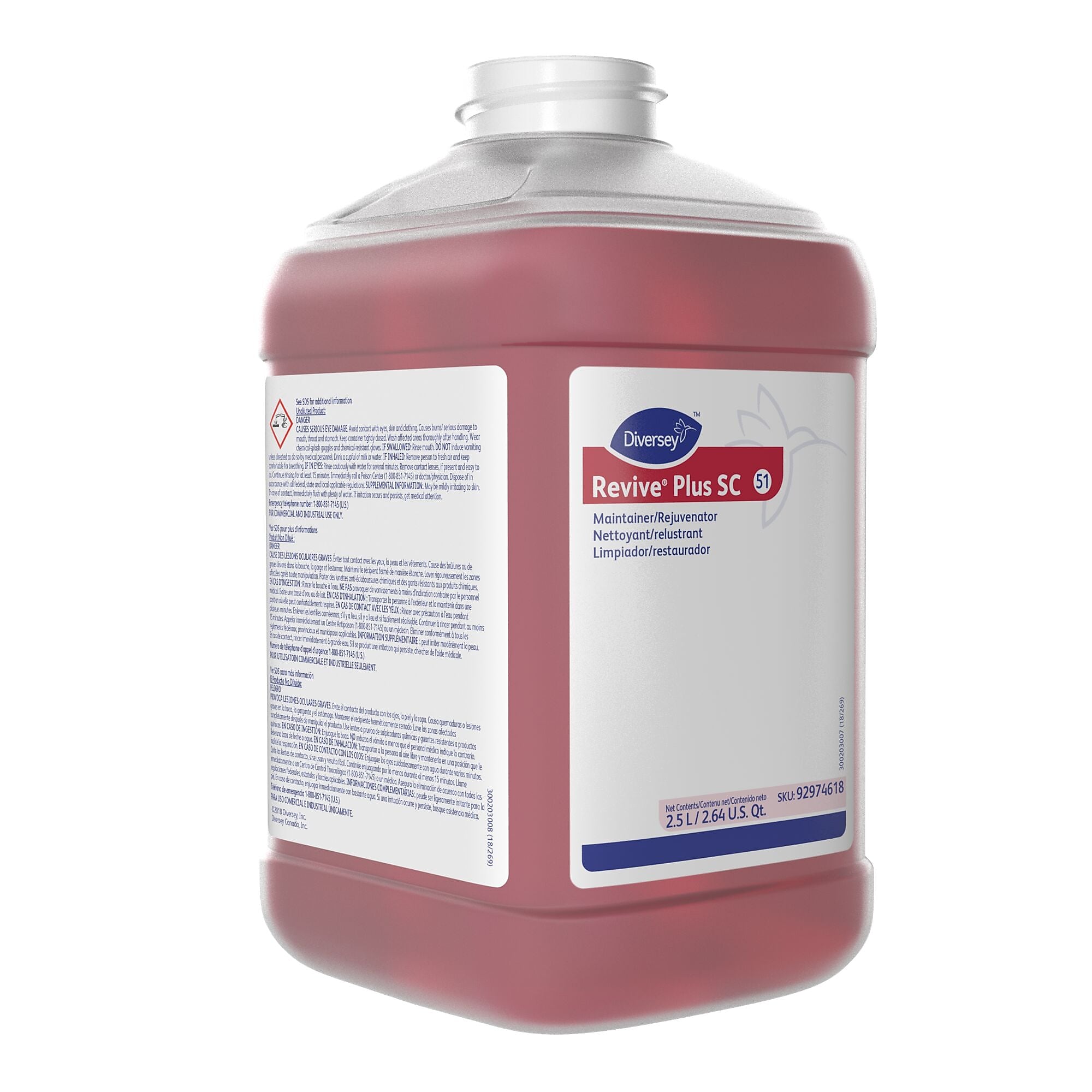Revive Plus SC 51 Hard Floor Cleaner for Diversey J-Fill, Citrus, 2.5 L / 2.64 U.S. Qt., 2/Carton