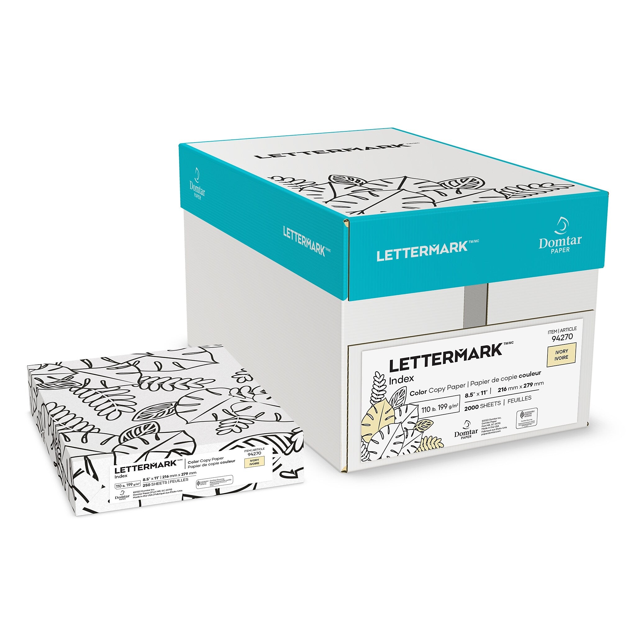 Ris Paper 110 lb. Cardstock Paper, Ivory, 250 Sheets/Pack