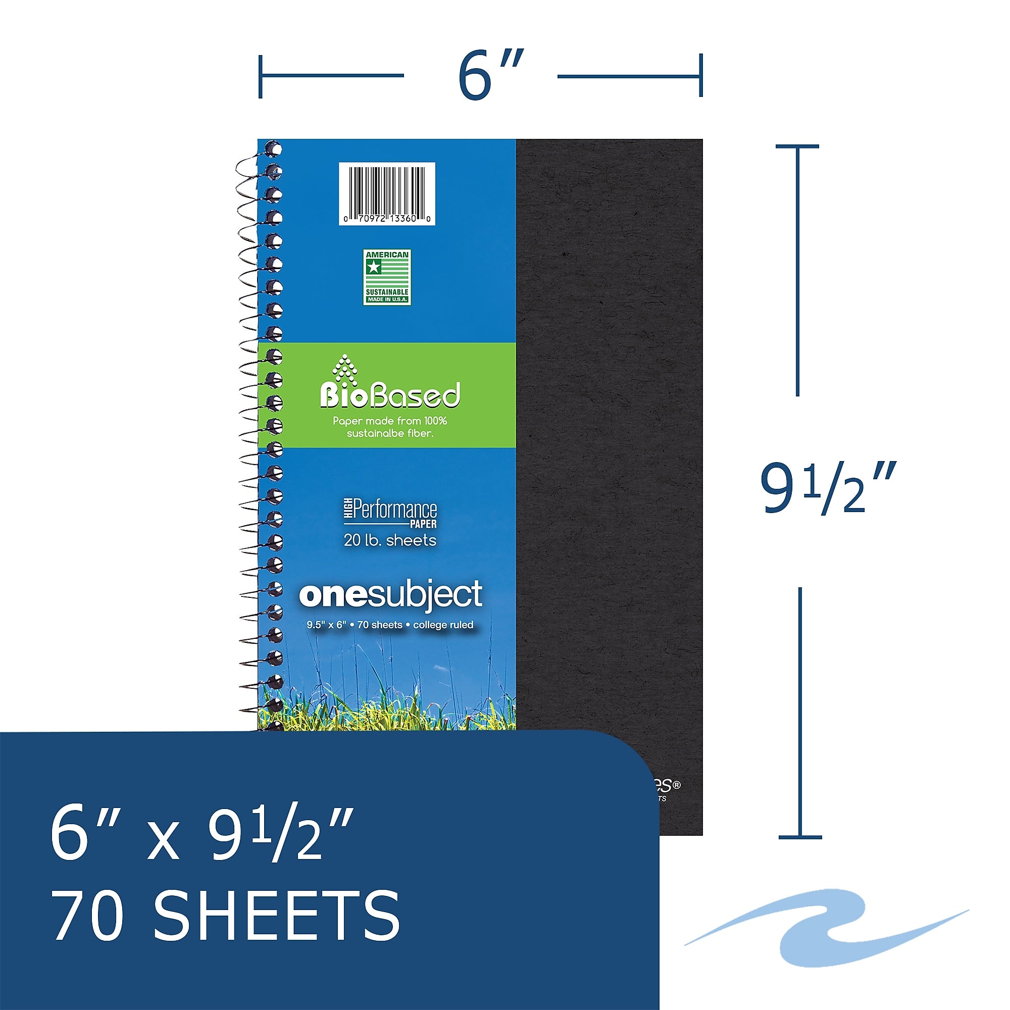 Roaring Spring Paper Products BioBased 1-Subject Notebooks, 6