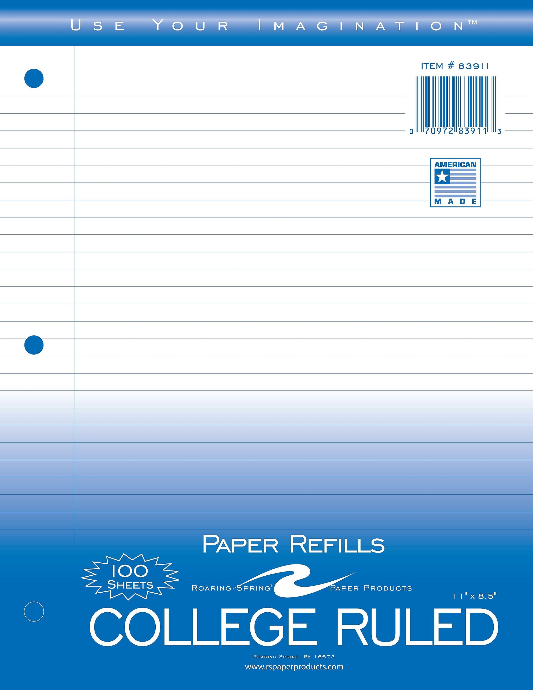 Roaring Spring Paper Products College Ruled College Ruled Filler Paper, 8.5