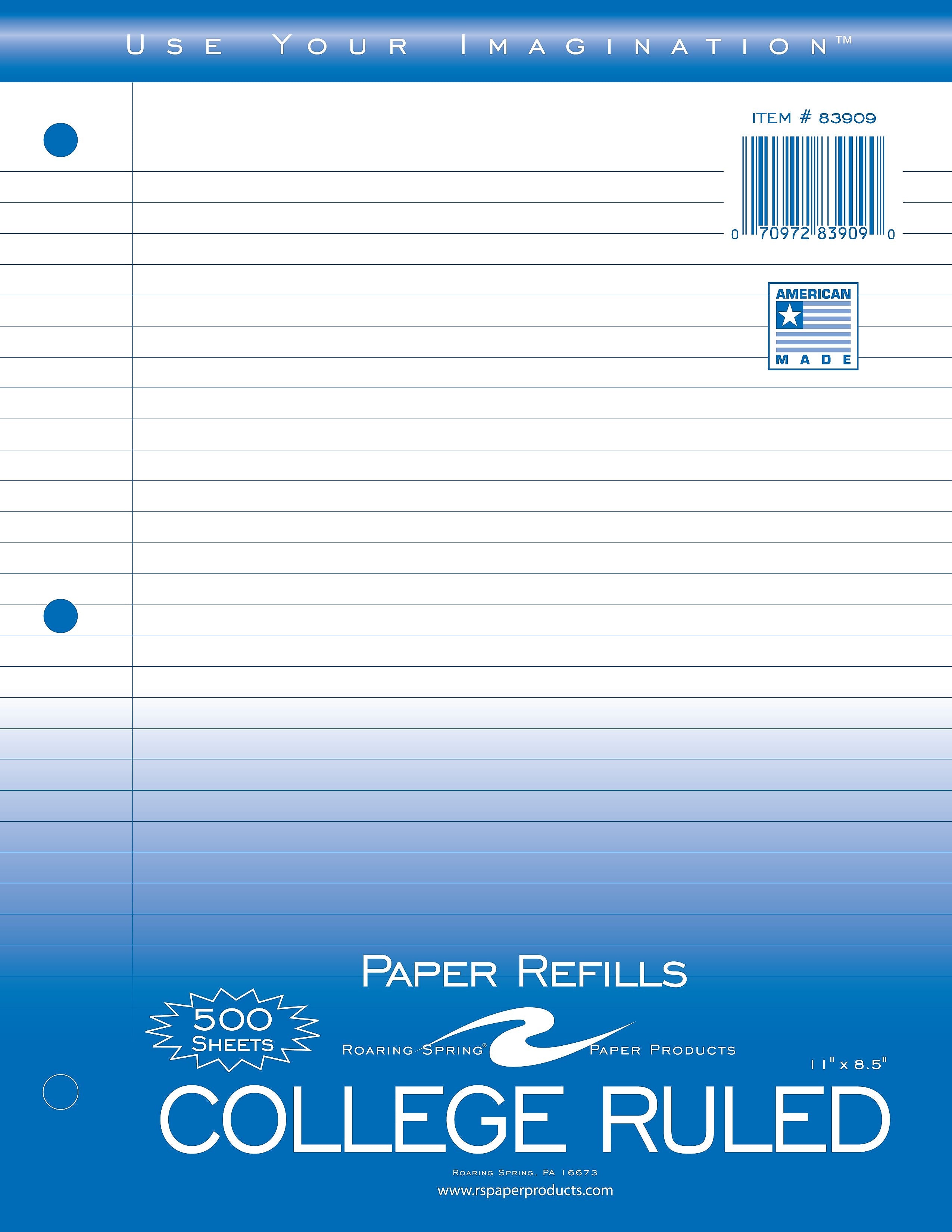 Roaring Spring Paper Products College Ruled College Ruled Filler Paper, 8.5