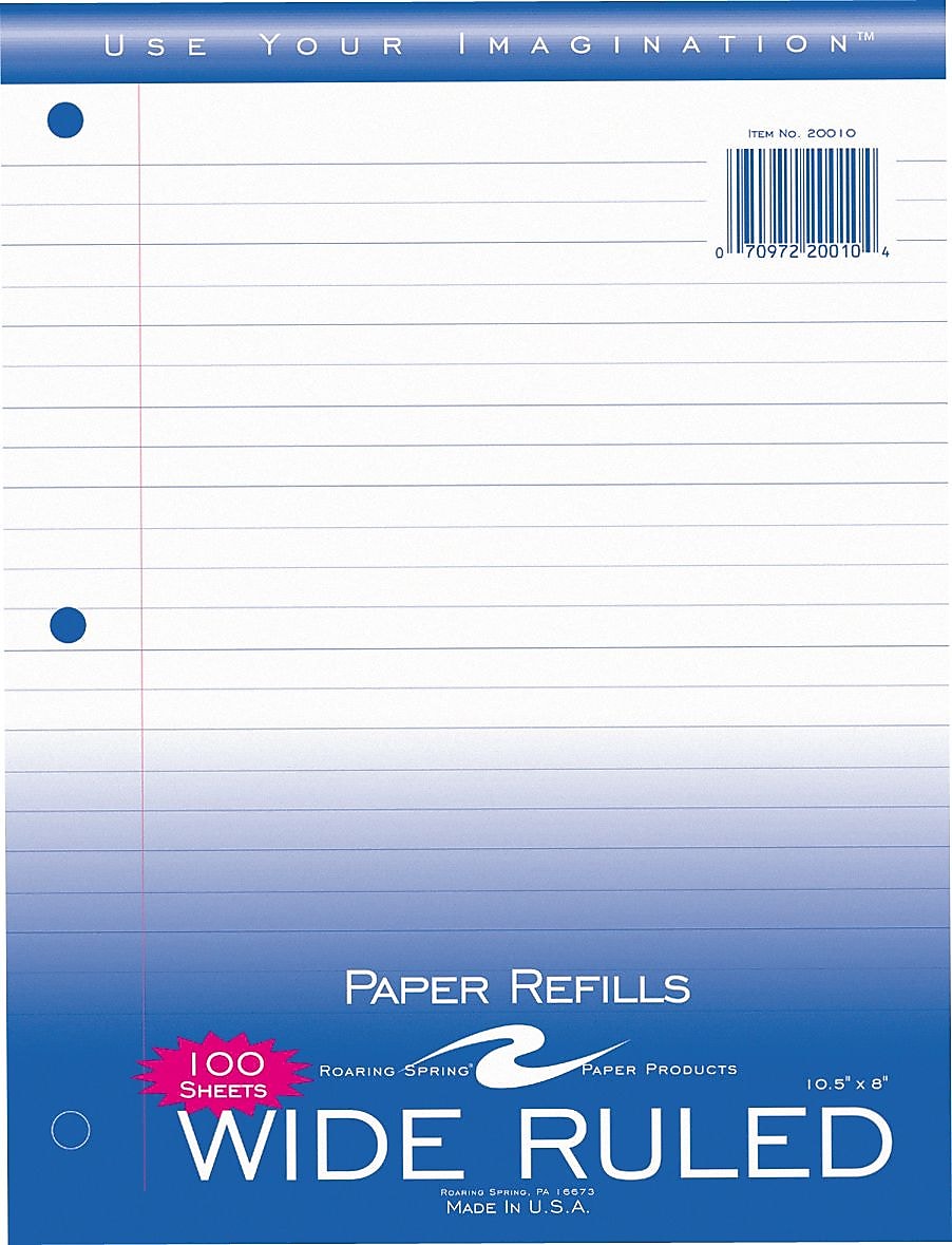 Roaring Spring Paper Products Wide Ruled Filler Paper, 8