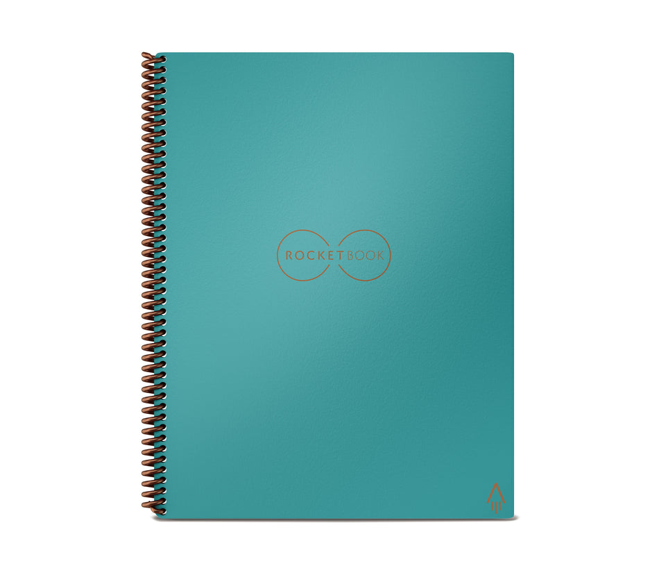 Rocketbook Core Reusable Smart Notebook, 8.5" x 11", Dot-Grid Ruled, 32 Sheets, Teal