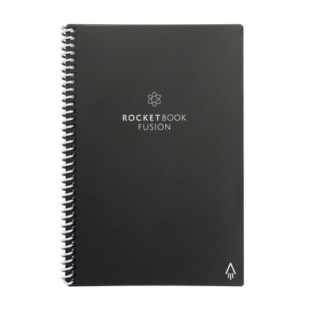 Rocketbook Fusion Reusable Notebook Planner Combo, 6" x 8.8", 7 Page Styles, 42 Pages, Black