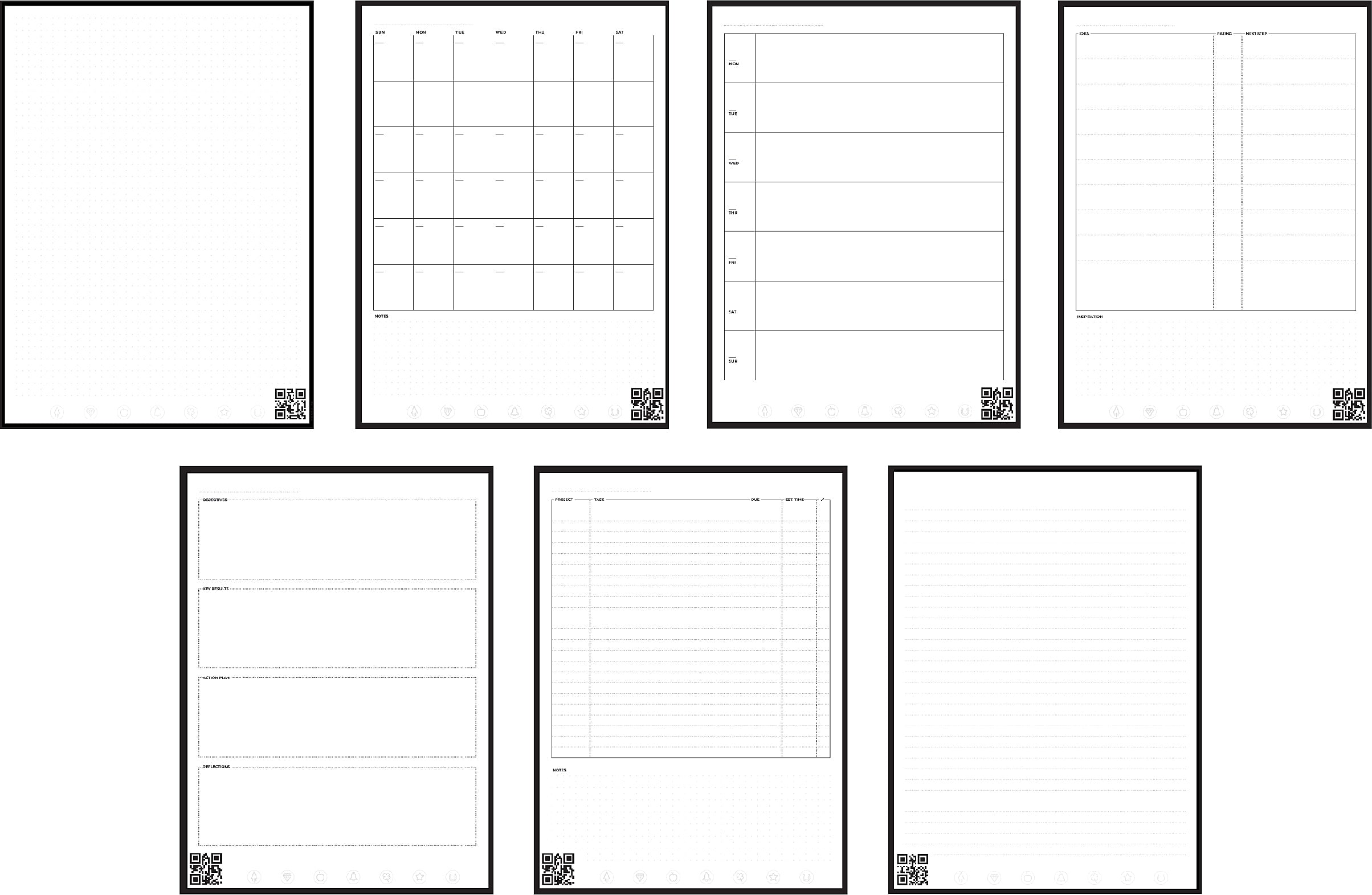 Rocketbook Fusion Reusable Notebook Planner Combo, 6" x 8.8", 7 Page Styles, 42 Pages, Black