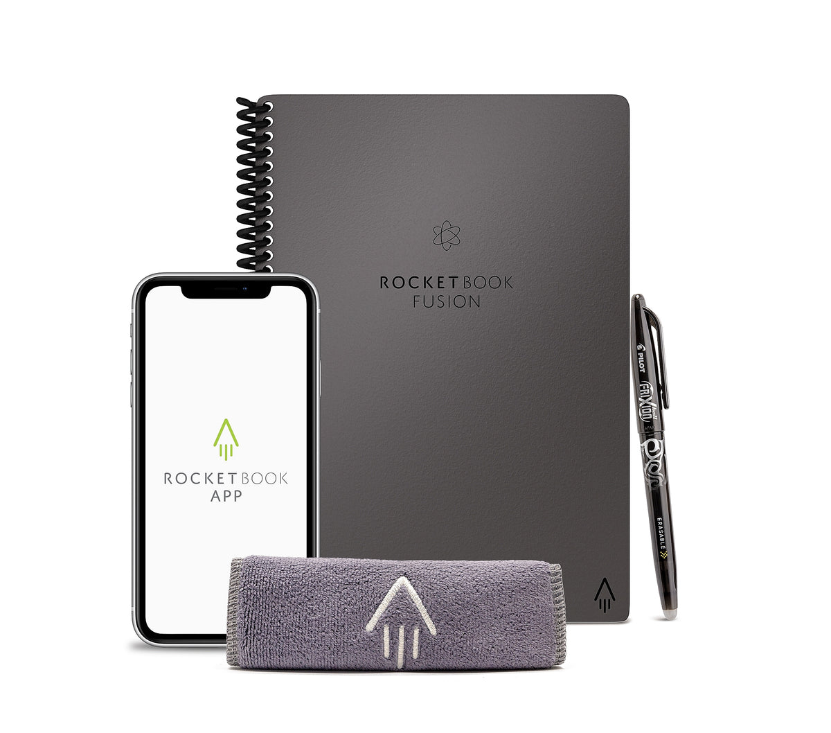 Rocketbook Fusion Reusable Notebook Planner Combo, 6" x 8.8", 7 Page Styles, 42 Pages, Gray