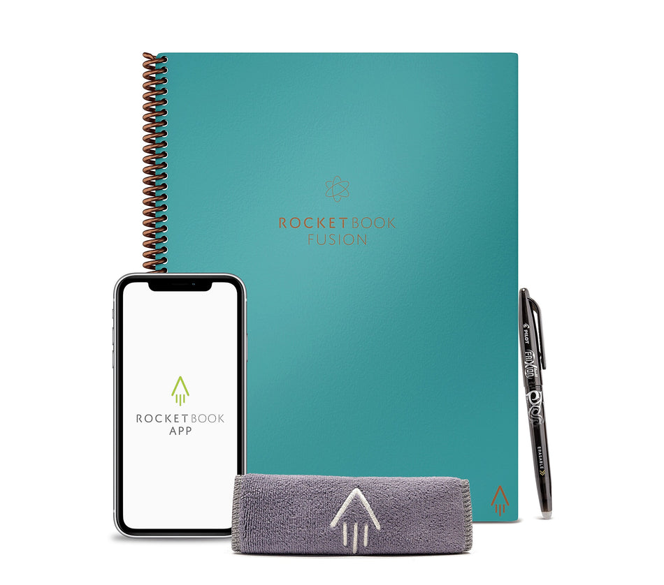 Rocketbook Fusion Reusable Notebook Planner Combo, 8.5" x 11", 7 Page Styles, 42 Pages, Teal