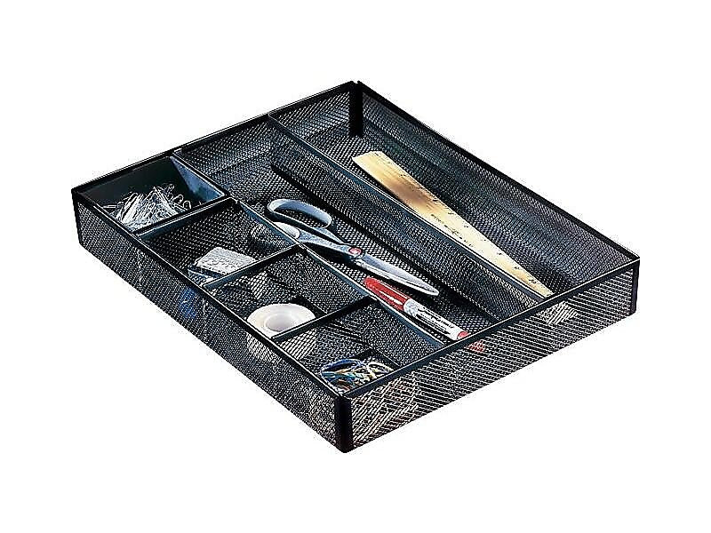 Rolodex Mesh 6-Compartment Drawer Organizer, Black